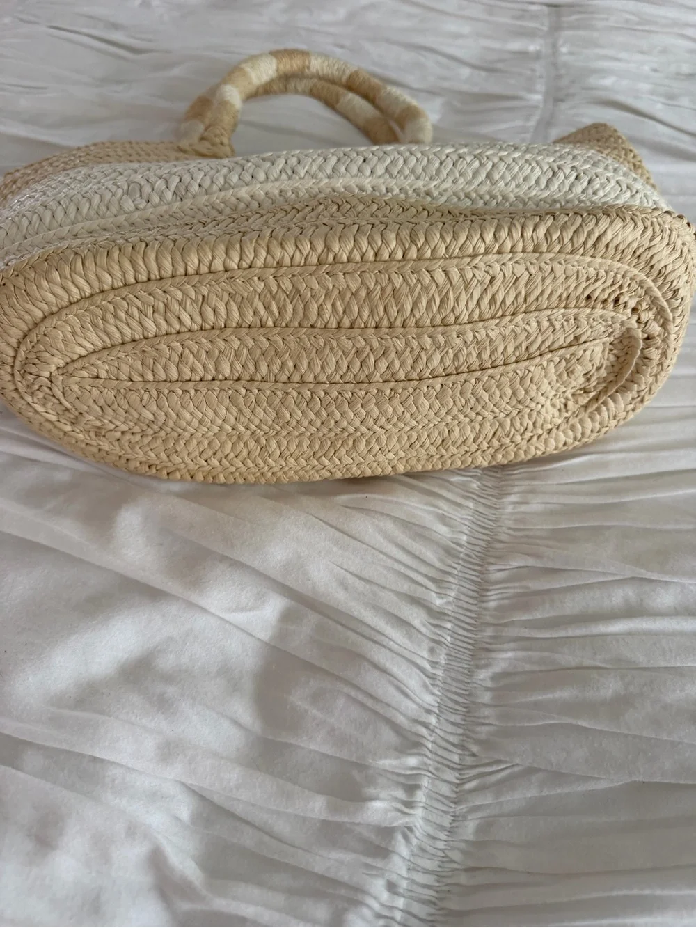 ALTRU Woven Straw Beach Tote Bag Tassel Shoulder Bag Natural Blue